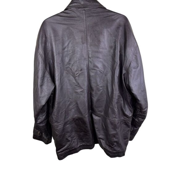 Members Only Jacket Mens Large Dark Brown 100% Leather Lined Full Zip Vintage - Picture 2 of 10